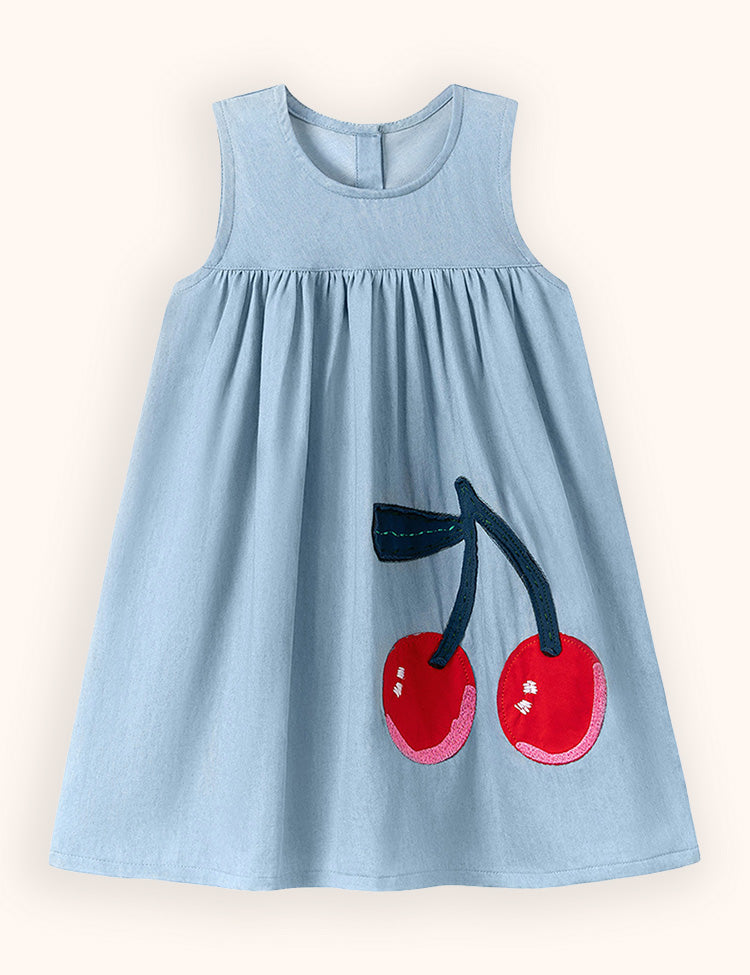 Cute Cherry Embroidered Denim Dress MINIS Cute Cherry Embroidered Denim Dress MINIS