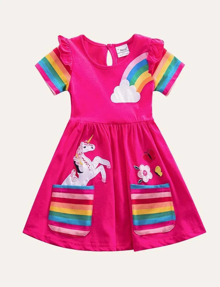 Rainbow Unicorn Appliqué Dress – MINIS Rainbow Unicorn Appliqué Dress – MINIS
