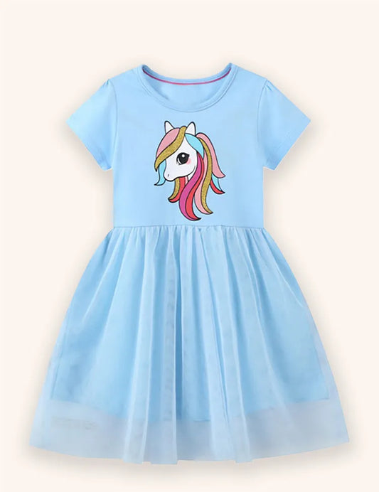 Blaues Einhorn-Tüllkleid