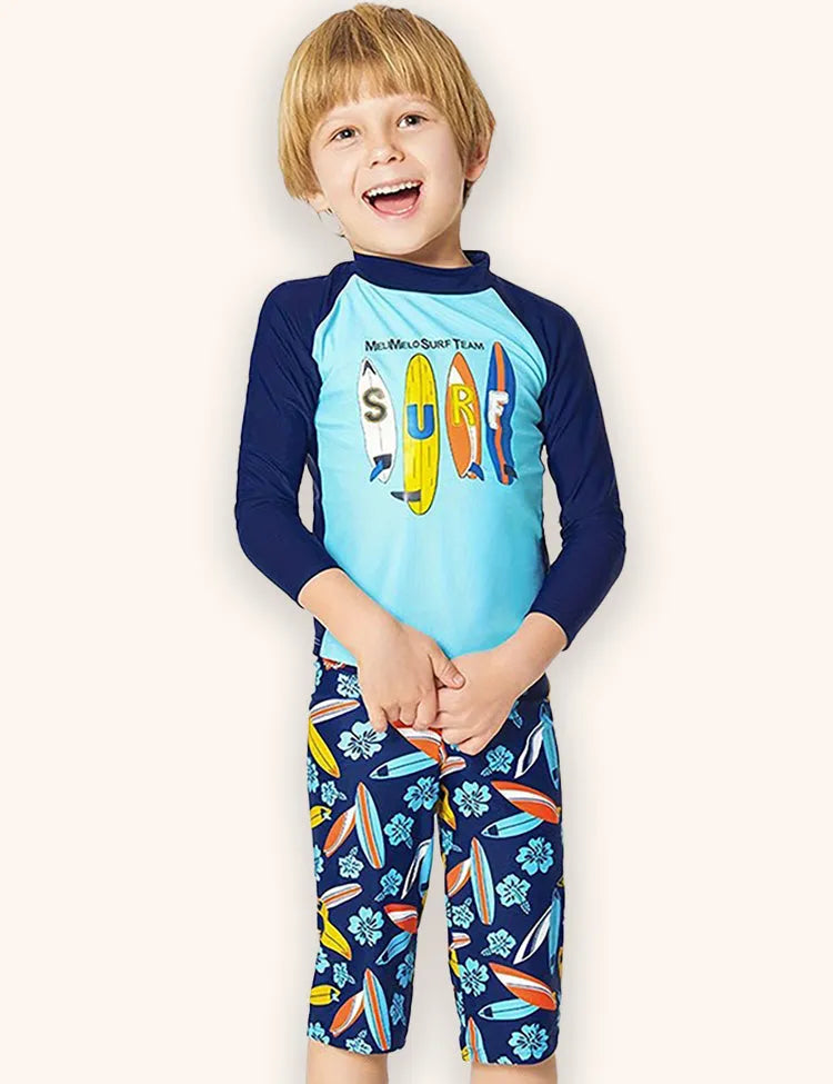 Surfboard Pattern Swimsuit Set