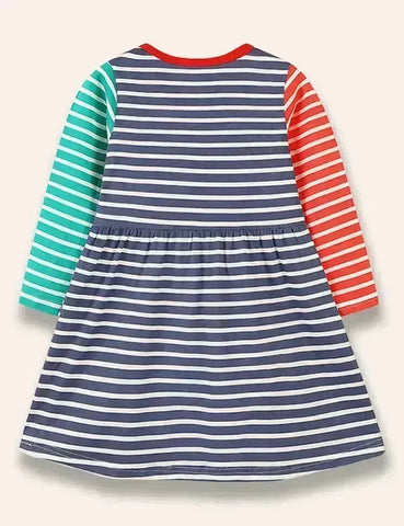 Christmas Animal Friend Appliqué Colorblocked Dress