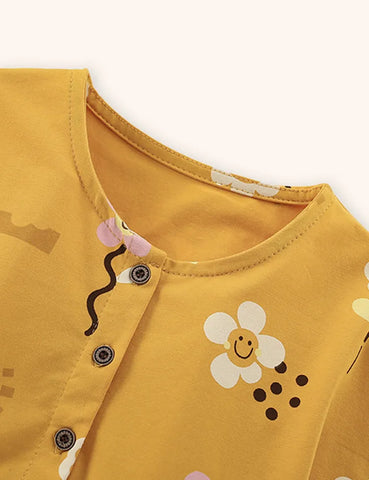 Kleid Mit Blumenprint Und Knöpfen