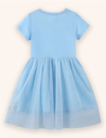 Abito in tulle blu unicorno