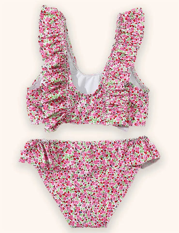 Badeanzug Mit Rüschenkante Und Blumenmuster