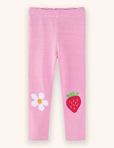 Leggings mit erdbeergestreifter Applikation