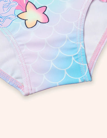 Badeanzug Mit Meerjungfrauen-Print Und Spitze