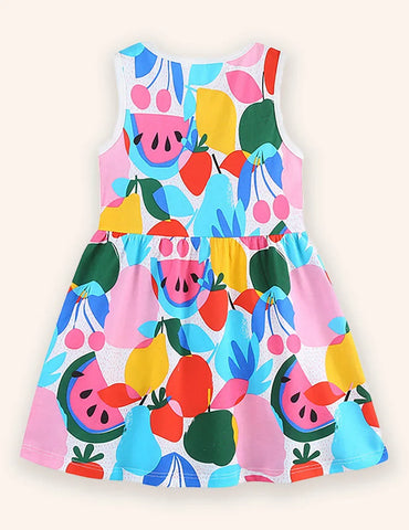 Vestido estampado de frutas de colores