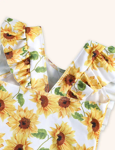 Bañador de una pieza con estampado de girasoles