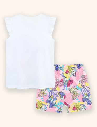 Conjunto de camiseta con estampado de mariposas