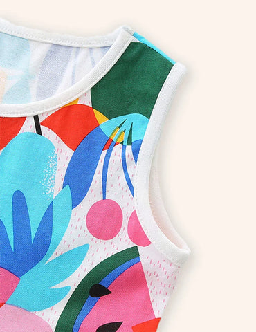 Vestido estampado de frutas de colores