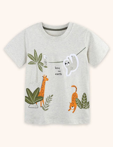 Ensemble de t-shirts imprimés animaux et plantes