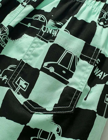 Plaid  Printed Cotton Shorts