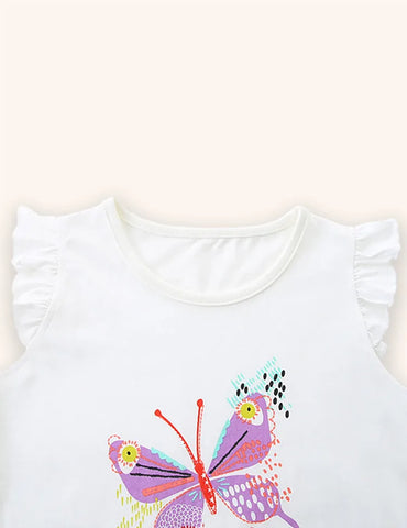 Conjunto de camiseta con estampado de mariposas