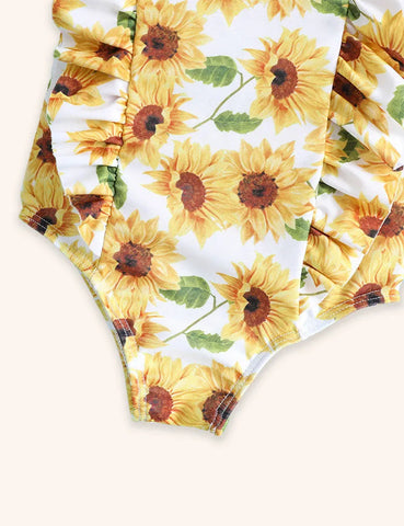 Bañador de una pieza con estampado de girasoles