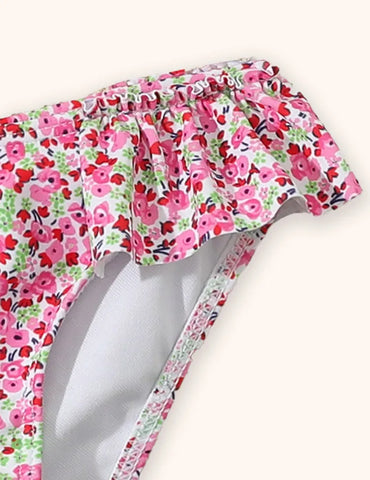 Badeanzug Mit Rüschenkante Und Blumenmuster