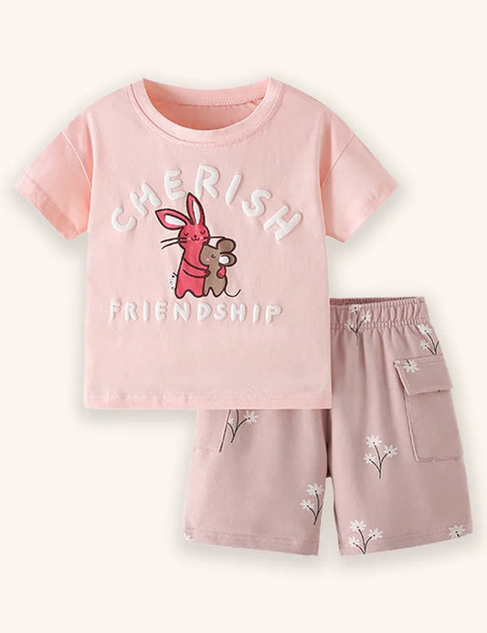 Conejo&MConjunto de camiseta estampada de casa