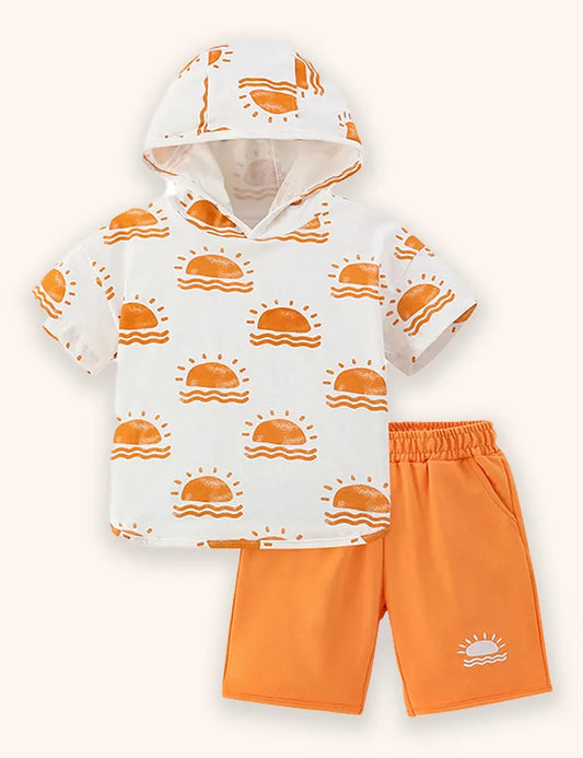 Conjunto con capucha y estampado de sol