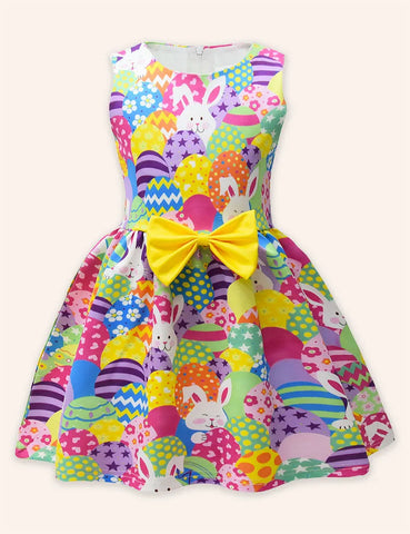 Easter Bow-knot Printed Dress