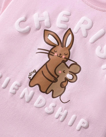 Rabbit Mouse Printed Cotton T-shirt Set