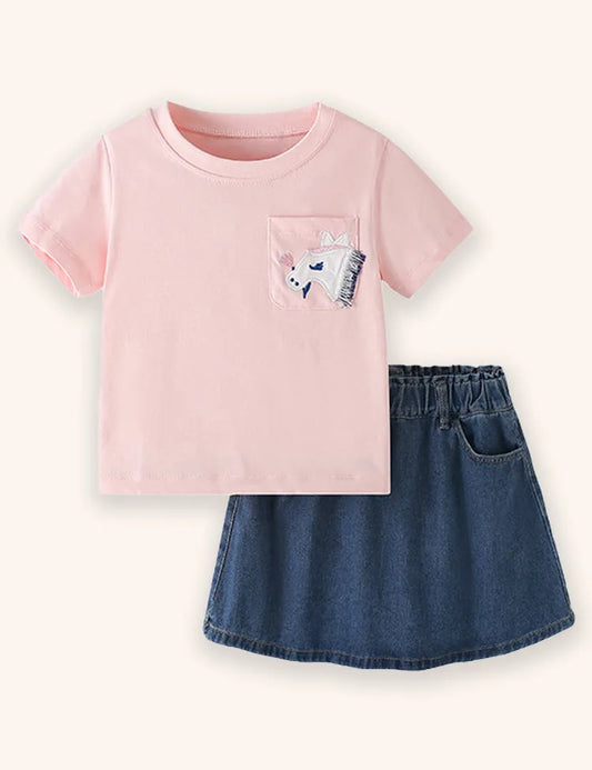 Conjunto de falda vaquera con pony