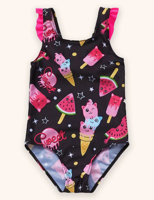 Badeanzug Mit Wassermelonen- Und Eiscreme-Print