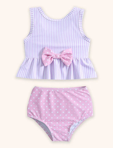 Badeanzug mit Schleifen-Polka-Dot-Muster