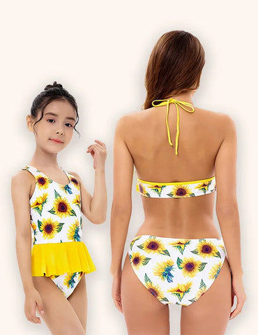 Mamá&MTraje de baño con estampado de girasoles