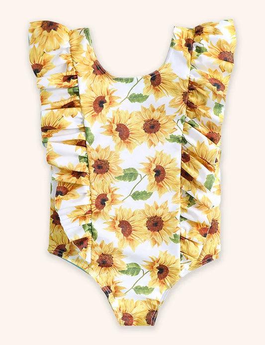 Bañador de una pieza con estampado de girasoles