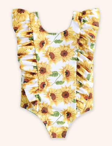 Bañador de una pieza con estampado de girasoles