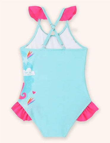 Badeanzug mit Regenbogen-Einhorn-Print