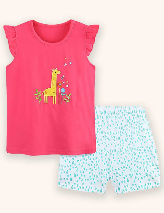 Conjunto de camiseta con aplique de jirafa