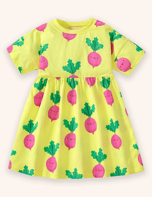 Niedliches Radieschen-Print-Kleid