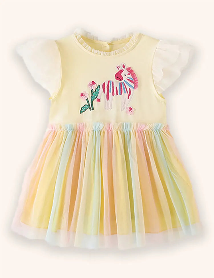Tüllkleid mit Pony-Applikation
