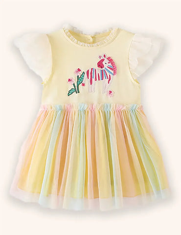 Tüllkleid mit Pony-Applikation