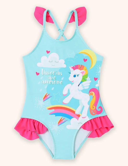 Badeanzug mit Regenbogen-Einhorn-Print