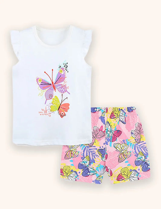 Conjunto de camiseta con estampado de mariposas