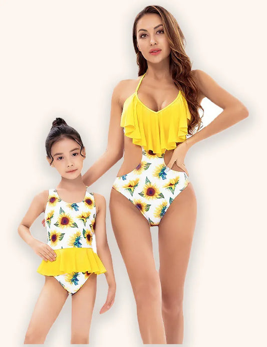Mamá&MTraje de baño con estampado de girasoles