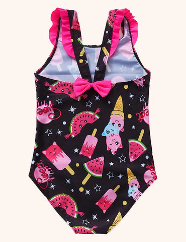 Badeanzug Mit Wassermelonen- Und Eiscreme-Print