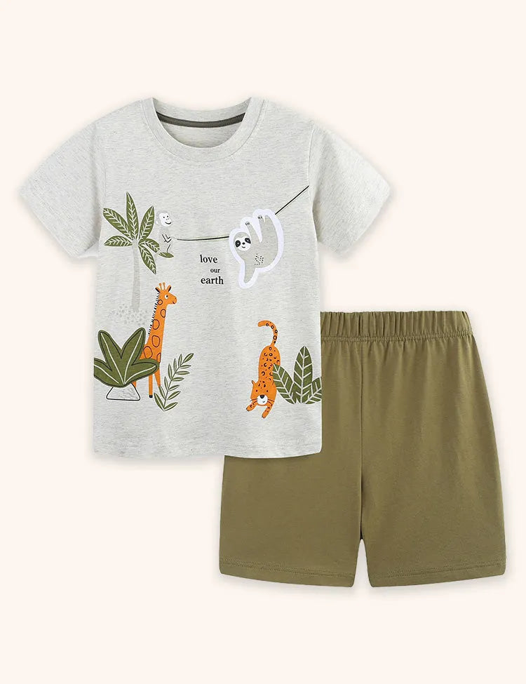 Ensemble de t-shirts imprimés animaux et plantes