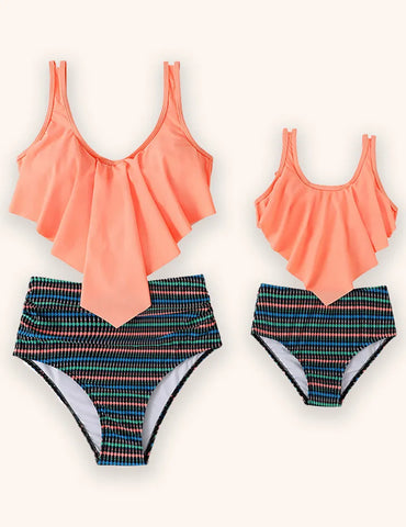 Eltern-Kind High-Waist-Bikini