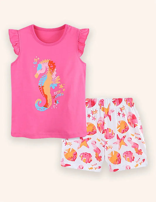 Conjunto estampado de caballitos de mar