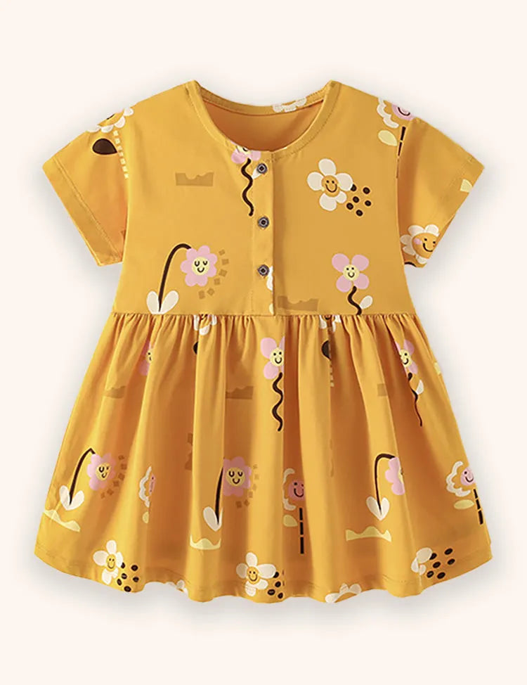Kleid Mit Blumenprint Und Knöpfen