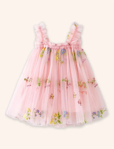Tüllkleid mit Blumenstickerei