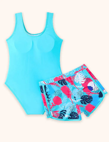 Leaf Printed Swimsuit Set