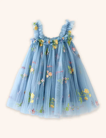 Tüllkleid mit Blumenstickerei
