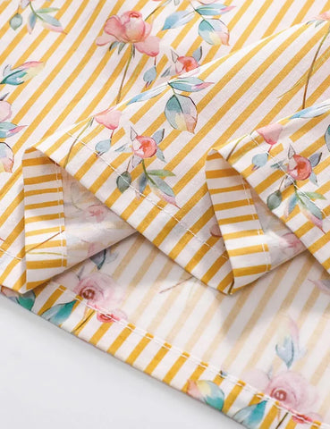 Rose Printed Striped Dress
