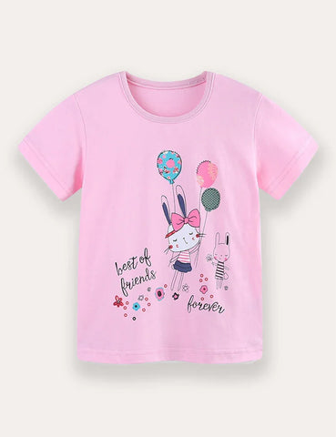 T-Shirt- und Shorts-Set mit Hasen- und Luftballon-Print
