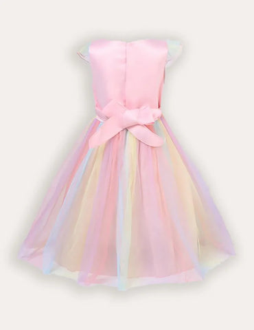 Tüll-Partykleid mit Einhorn- und Blumenapplikation