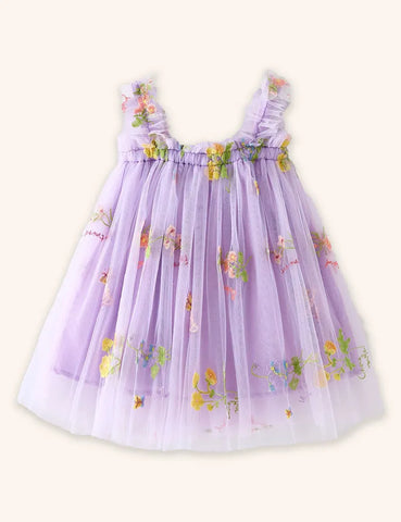 Tüllkleid mit Blumenstickerei