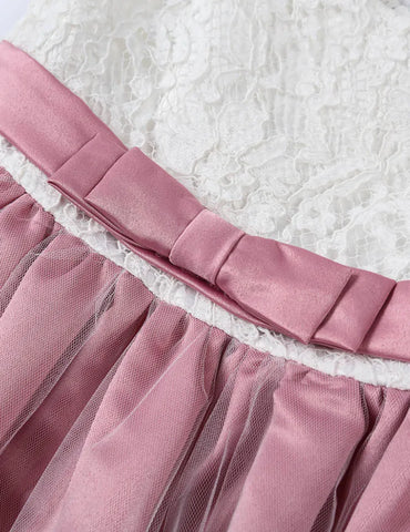 Tüll-Spitzenkleid mit Schleife